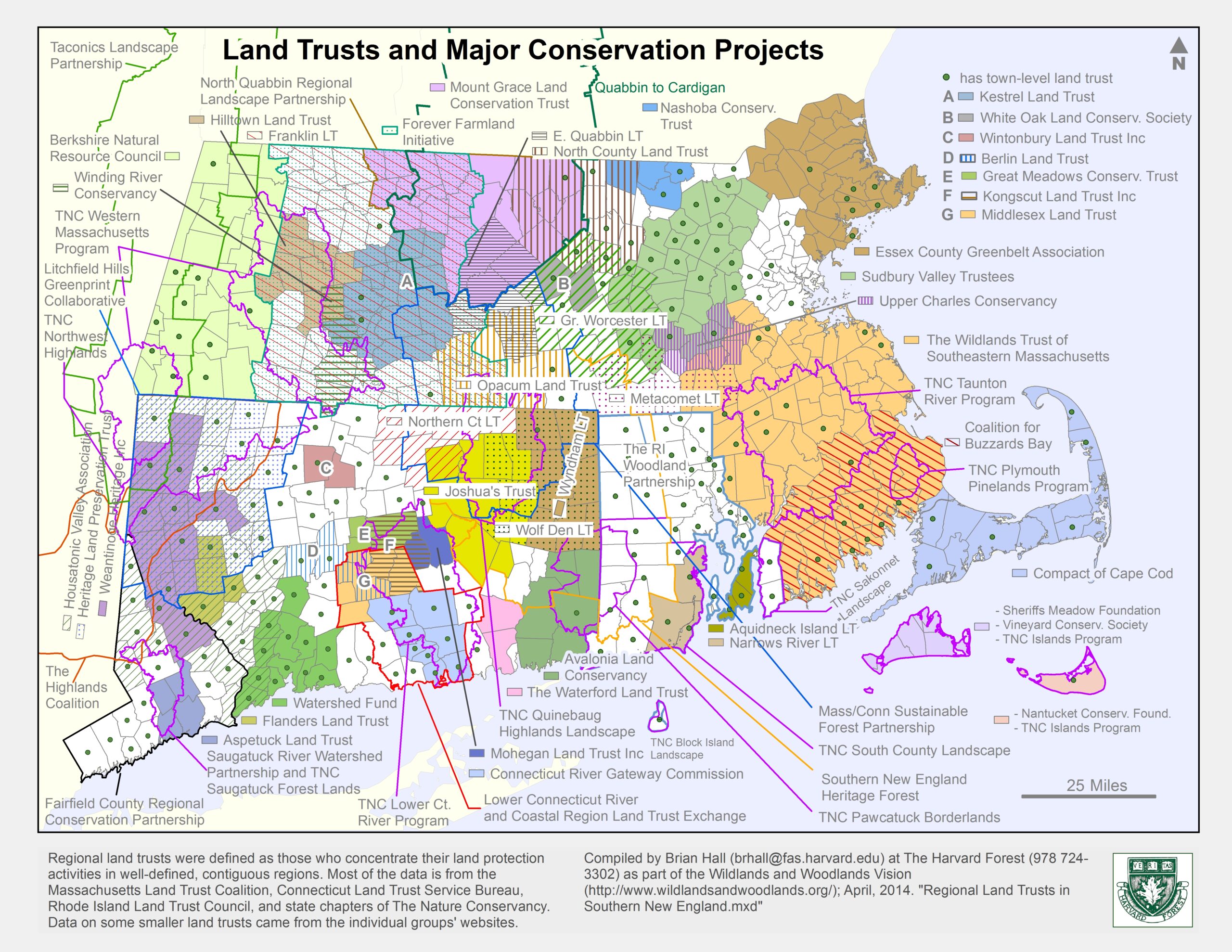 Land Trusts and Major Conservation Projects.  Illustrates a map with much information.